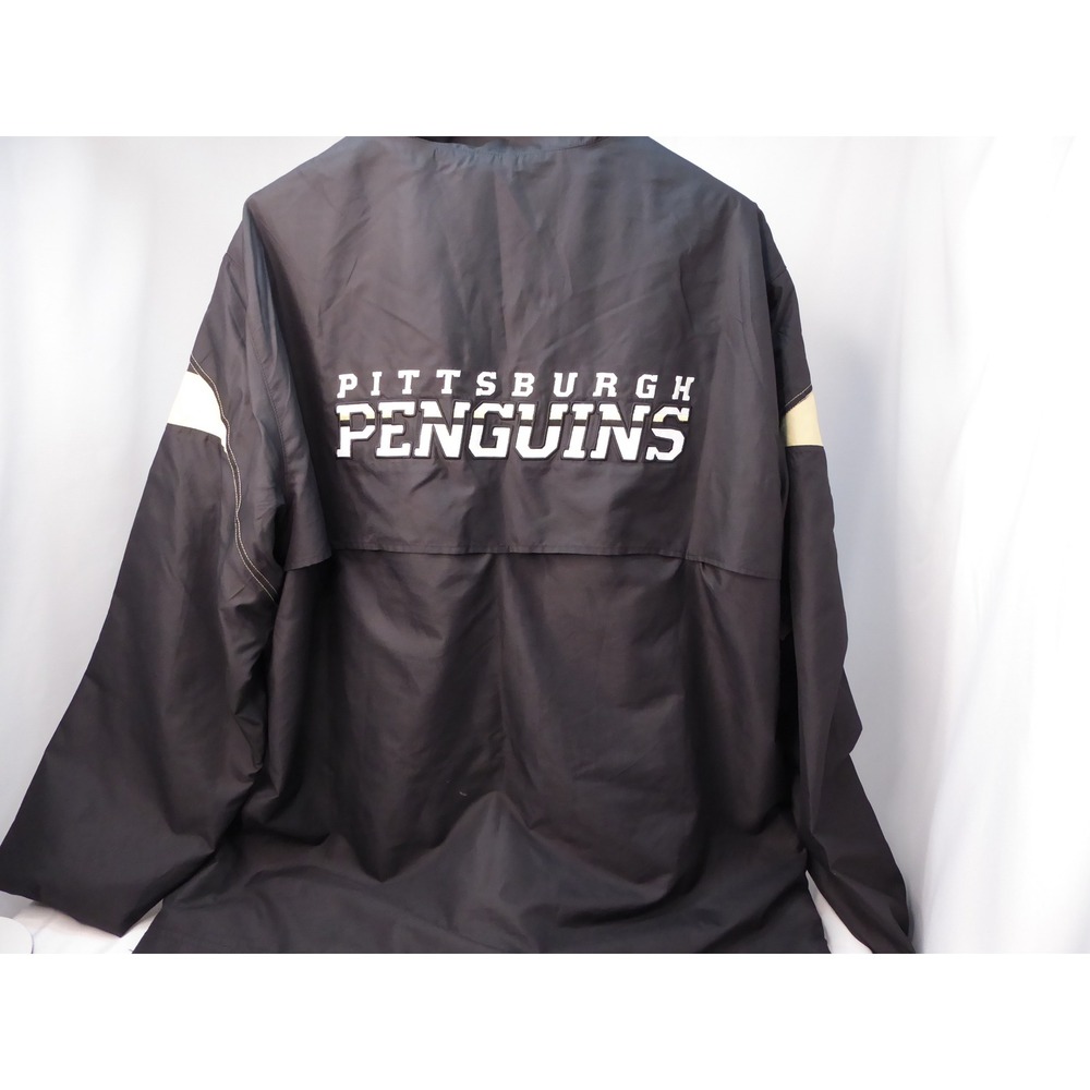 Reebok NHL Pittsburgh Penguins Windbreaker Jacket Men's 2XL Black Quarter Zip